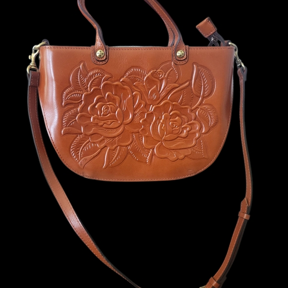 Elegant Brown Embossed Patricia Nash Leather Handbag - Picture 1 of 9